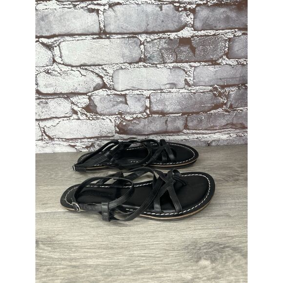 Bernardo Black Leather Gladiator Strappy Thong Sandals Women Sz 7.5M US/38EU - Picture 11 of 16